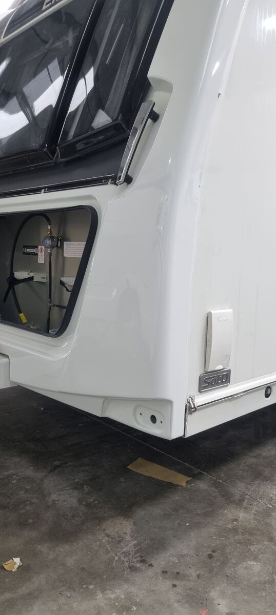Same caravan corner after repair