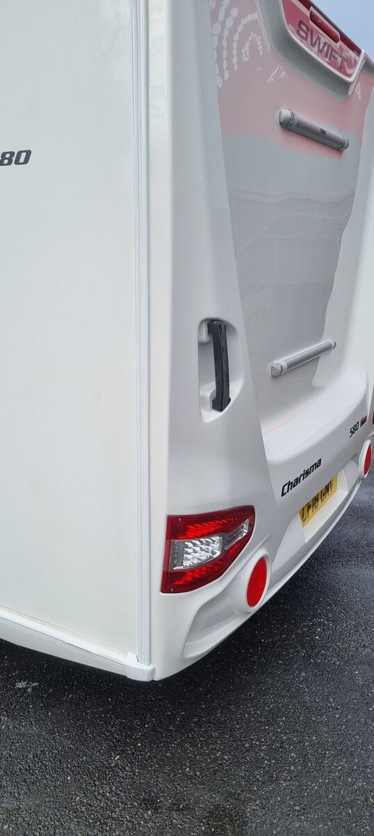 Swift Charisma caravan rear corner, after repair